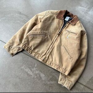 Vintage Carhartt Tan Duck Jacket with Brown Corduroy Collar